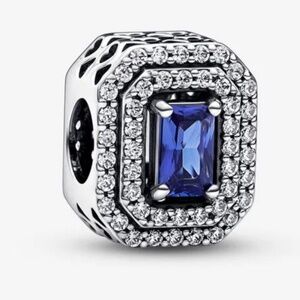 Pandora Blue Sparkling Rectangular Charm